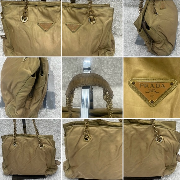Prada Brown Tessuto Catena Quilted Nylon Shoulder Bag - Picture 15 of 16